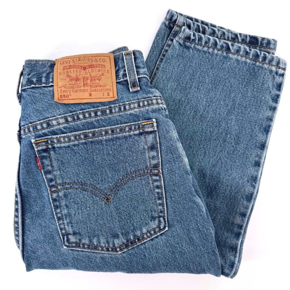 Vintage 90s Levis 550 Relaxed Fit Tapered Leg Jeans High Rise Sz 11 JR Short USA